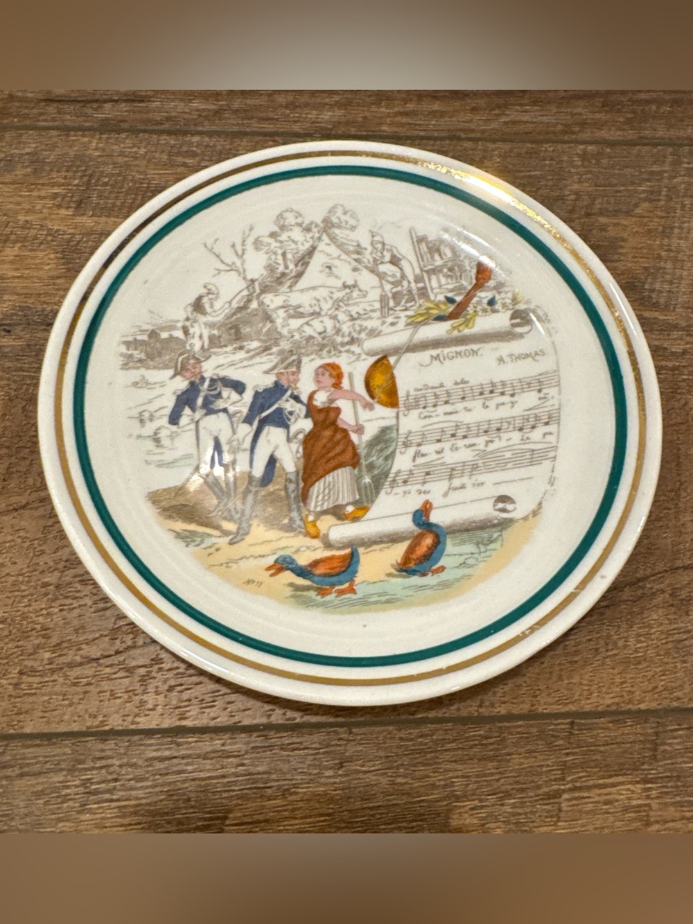 Vintage PV Porcelain Decorative Plate Mignon H. Thomas Music Sheet Scene 7”